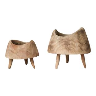 侘寂风木质圆形高脚小托盘零食盘客厅果盘家用民宿装饰高级感摆件