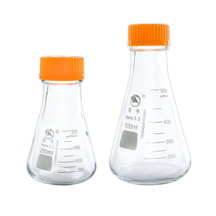 螺口三角烧瓶丝口锥形瓶耐高温玻璃250 500 1000ml蜀牛带盖三角瓶