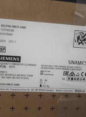 议价6SL3100-0BE25-5AB0/5ABO 6SL31OO-OBE25-5ABO 55kW电源模块