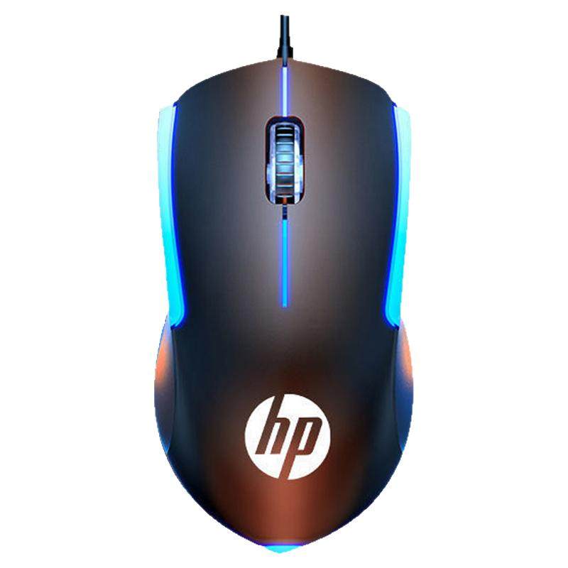 HP/惠普有线鼠标静音办公游戏台式机笔记本电脑USB发光外接通用