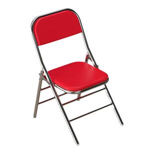 不锈钢折叠椅椅子家用靠背餐椅红色复古凳饭店火锅折椅老式