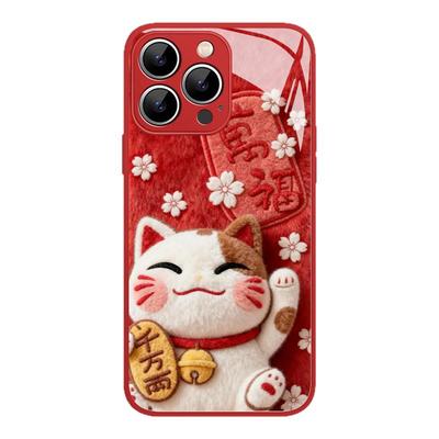 适用于oppofindx9pro手机壳FINDx8ultra毛绒招财猫X7新款6卡通可爱马年本命年个性创意高级感玻璃新年小众女