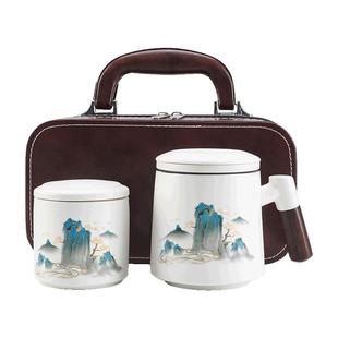 马克杯带盖过滤茶水分离泡茶杯子喝水大容量男女陶瓷杯办公室定制