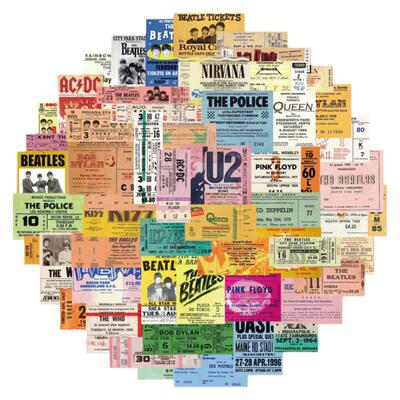 欧美摇滚乐队复古门票贴纸防水