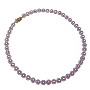 V＆C日本AKOYA天女珍珠项链真科研大证海水珍珠粉色项链送妈妈