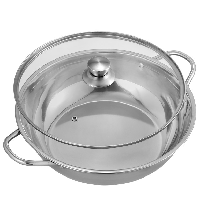 304不锈钢加厚火锅锅小肥羊锅商用家用双耳清汤锅电磁炉专用涮锅