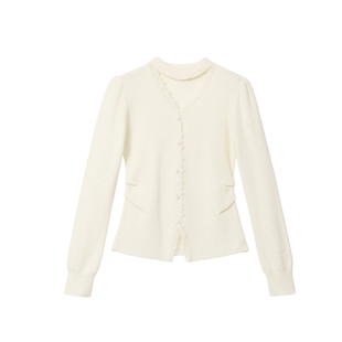 蓝语大码法式蕾丝花边针织打底衫女2025冬季新款v领内搭漂亮毛衣