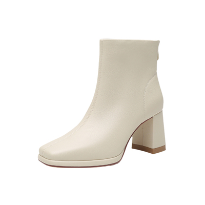 大东官方正品粗跟高跟短靴