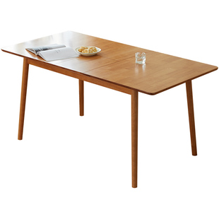 实木餐桌小户型家用可伸缩折叠桌长方形现代简约多功能吃饭桌子