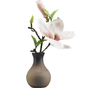 迷你水培陶瓷花瓶复古粗陶花器茶桌小花插禅意中式铜钱草装饰花瓶