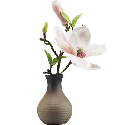 迷你水培陶瓷花瓶复古粗陶花器茶桌小花插禅意中式铜钱草装饰花瓶