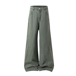 马克华菲阔腿弯刀裤休闲裤男2026秋季新款宽松牛仔裤男工装裤长裤