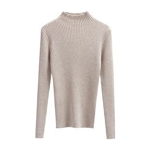 半高领针织衫女2025秋冬紧身内搭加厚黑色毛衣长袖套头打底衫上衣