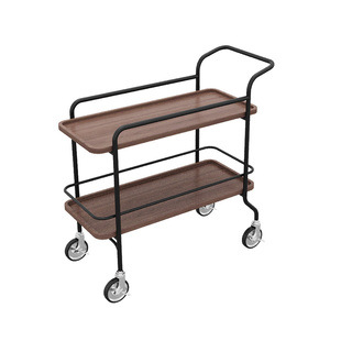 法式中古风可移动客厅高级感小茶几二层小推车边几小型复古置物架