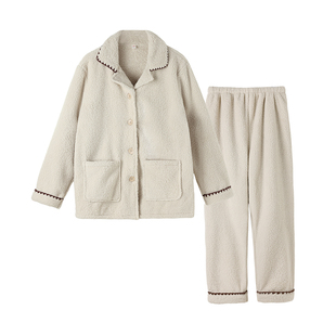 睡衣女款2026新款冬季高级感珊瑚绒法兰绒半边绒加厚可外穿家居服