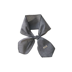 韩系复古格子长条小丝巾女春款高级感装饰领巾绑发带百搭围巾飘带