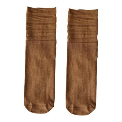 纯色卷边薄款堆堆中筒袜女