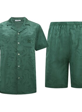 商场同款MYBODY夏季新款男士睡衣轻奢提花刺绣印花短袖短裤家居服