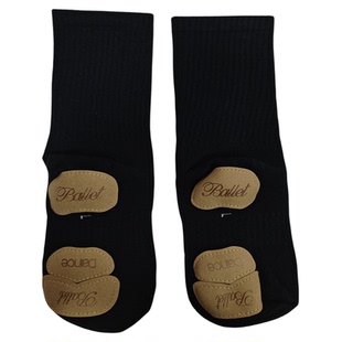 纯棉现代舞袜子儿童舞蹈练功中筒袜芭蕾舞防滑古典舞成人儿童黑色