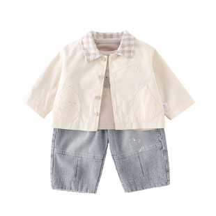 婴儿洋气套装春季韩版帅气男宝宝衣服春装男童童装分体三件套