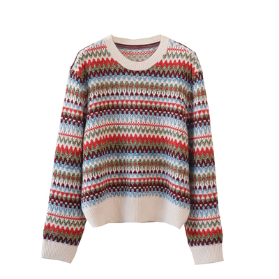 真丝羊绒羊毛混纺圆领毛衣上衣冬