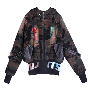 国潮迷彩加棉牛仔外套棉服女显瘦2026秋冬个性长袖上衣厚款街头潮