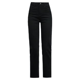 黑色烟管直筒牛仔裤女七分2025年新款秋冬加绒高腰春秋八九分裤子