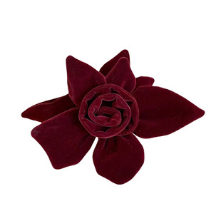 红色丝绒花朵抓夹大号发量大发夹女后脑勺2025新款高端鲨鱼夹头饰