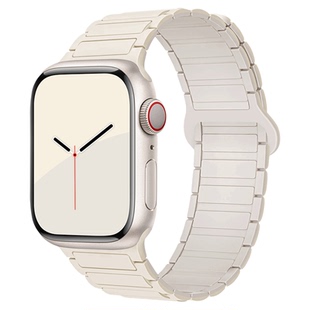 张婧仪同款适用iwatchs11手表带s10苹果手表applewatch9磁吸硅胶女ultra3男夏天透气SE高级41mm运动创意s6/7