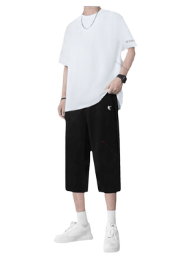 乔丹冰丝薄款短袖运动套装男夏季透气健身服短袖七分裤跑步两件套