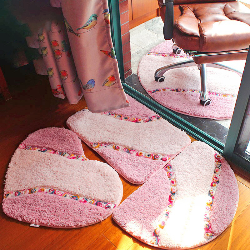 可爱粉色家用地毯卧室房间门口地垫浴室厕所卫生间门垫吸水防滑垫