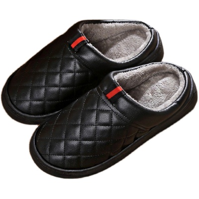 买一送一棉拖鞋包跟皮面防滑冬天