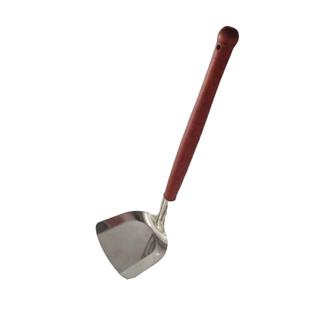 老式不锈钢木柄锅铲炒菜铲子直角锅铲大号防烫农村家用加长柴火灶