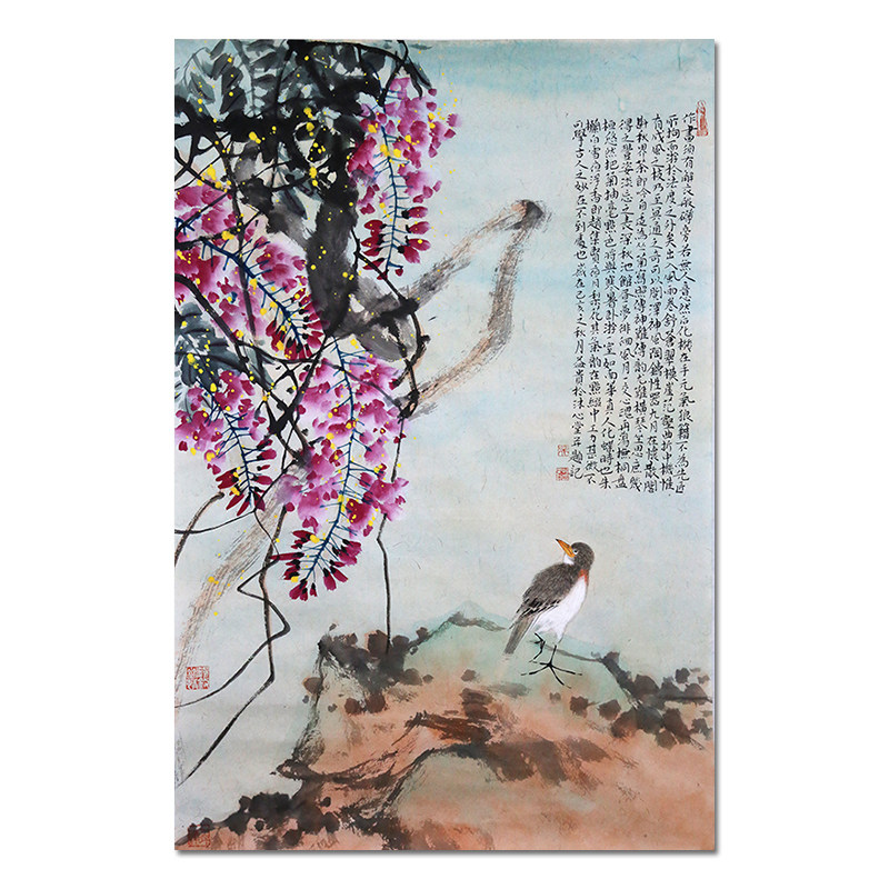 省美协吴益贵原创字画手绘工笔花鸟国画现代玄关客厅装饰挂画装裱