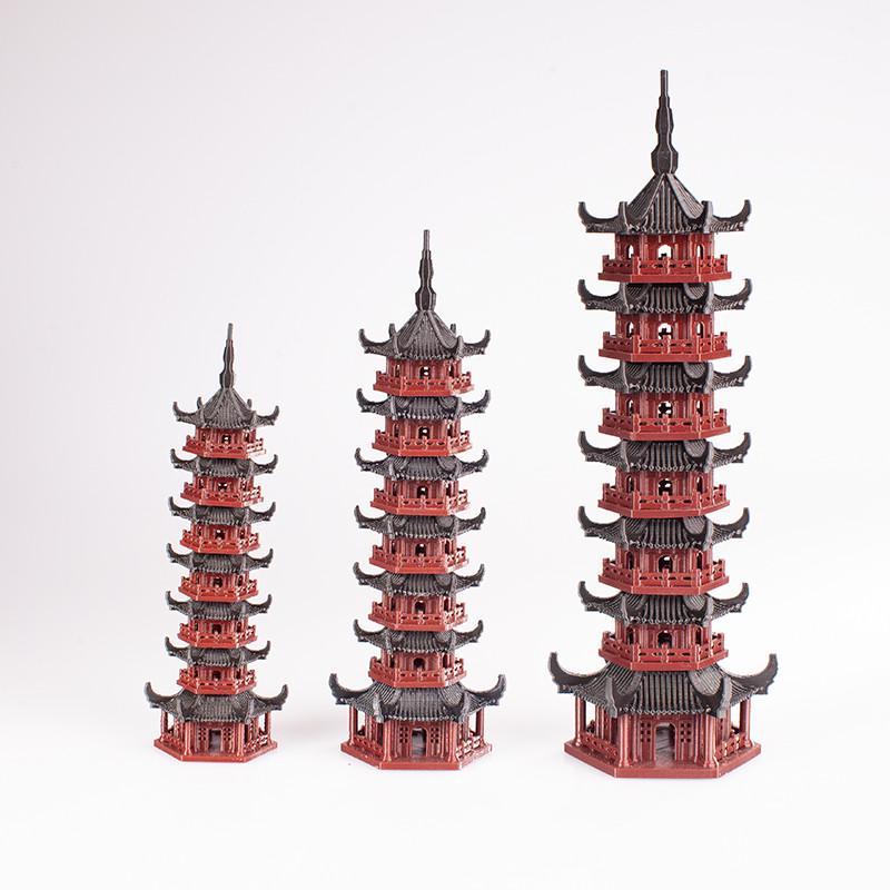 七层宝塔中式古建筑模型造景摆件假山吸水石水陆缸微景观盆景素材