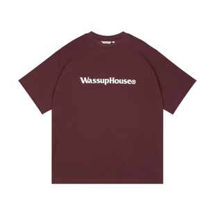 wassuphouse基础单排LOGO短袖T恤男2025新款宽松男女同款潮牌t恤