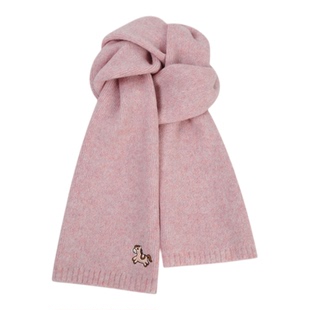 可爱小马刺绣粉色针织围巾女冬季韩系氛围感加厚保暖围脖情侣披肩