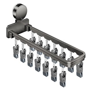 铝合金吸盘折叠袜子晾晒架免打孔壁挂式家用阳台多夹子晒袜子神器