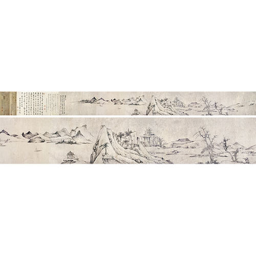 清 弘仁 晓江风便图卷复古风景水墨国画高清微喷复制书画装饰
