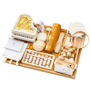 抓周道具用品单品一周岁生日布置套装女宝宝男孩现代抓阄木质地毯