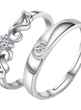 活口戒指纯银莫桑石简约