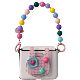 依维意 适用于小米MIXFlip2折叠手机壳华为PuraX奢华皮纹Razr60Pro可爱支架新款ZFlip7彩色手链可背带Pocket2