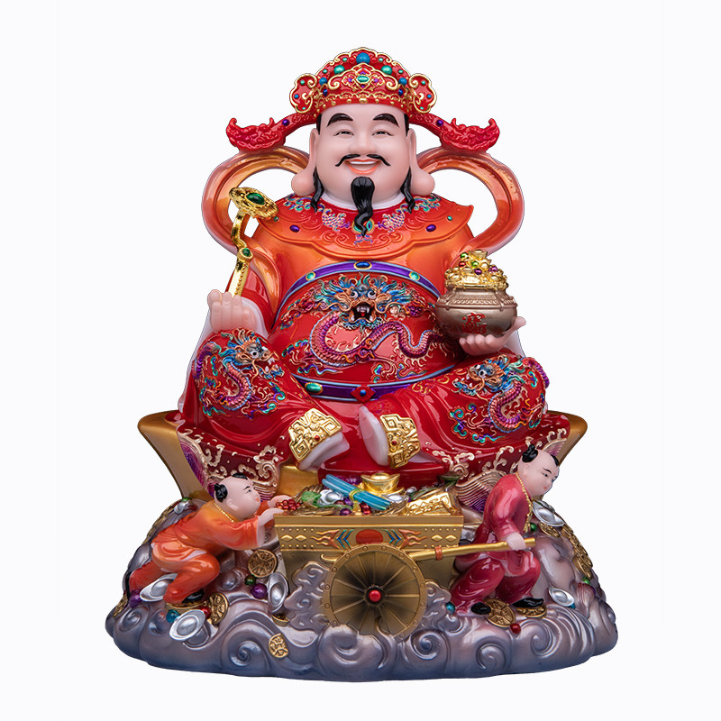 汉白玉文财神爷家用店铺供奉摆件