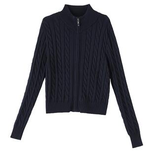 晚白2026年春季新款复古时尚上衣干练利落百搭毛衣针织开衫外套女