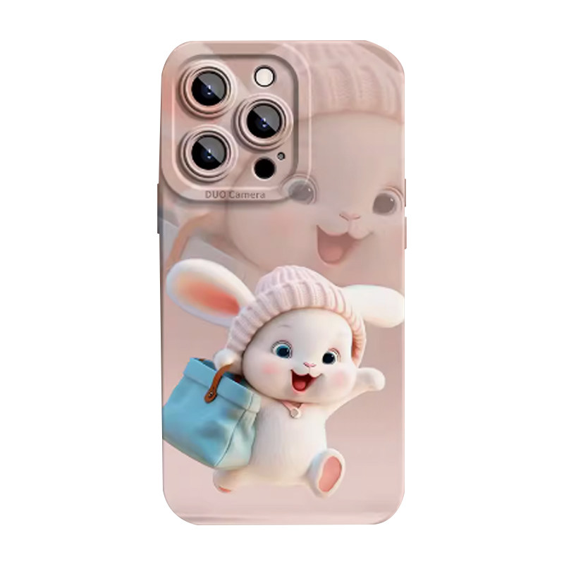 可爱兔子手机壳适用于苹果16液态iPhone17ProMax硅胶15Plus卡通14Mini防摔13高级感12时尚Xsm