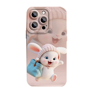 可爱兔子手机壳适用于苹果16液态iPhone17ProMax硅胶15Plus卡通14Mini防摔13高级感12时尚Xsmax女软11全包6套