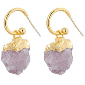 紫水晶耳坠耳环女2025年新款高级设计感镀k金轻奢小众耳钉耳饰品