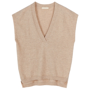 GOBI戈壁秋冬宽松纯色休闲百搭叠穿马甲纯羊绒女士V领背心WK646
