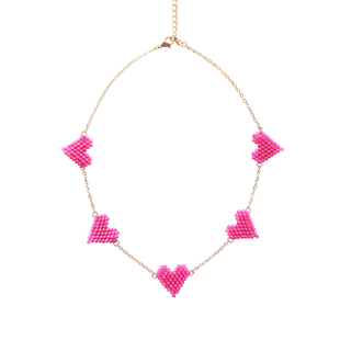 twolliu个性原创串珠项链女爱心吊坠锁骨链多巴胺芭比粉色饰品