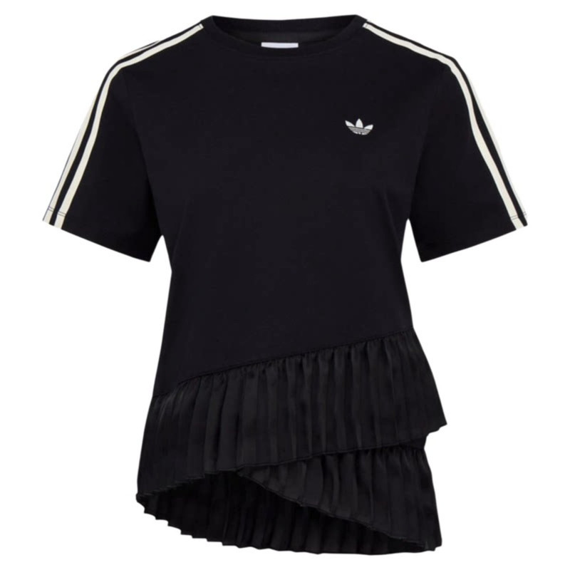 adidas阿迪达斯三叶草短袖女下摆百褶边芭蕾风运动短袖T恤LF2343